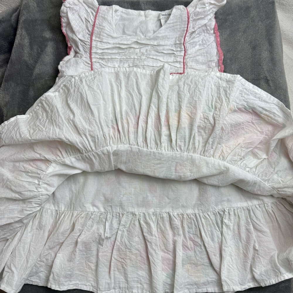 Haute Hippie Kids Spring Summer Floral Dress Girls 5T White Cotton Boho Garden - Picture 6 of 12
